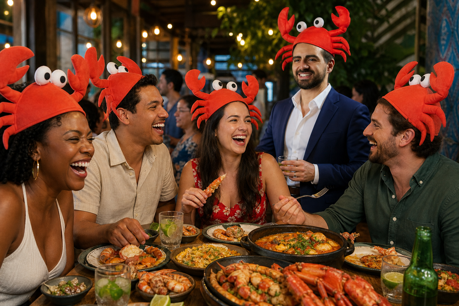 Mesa de amigos na festa